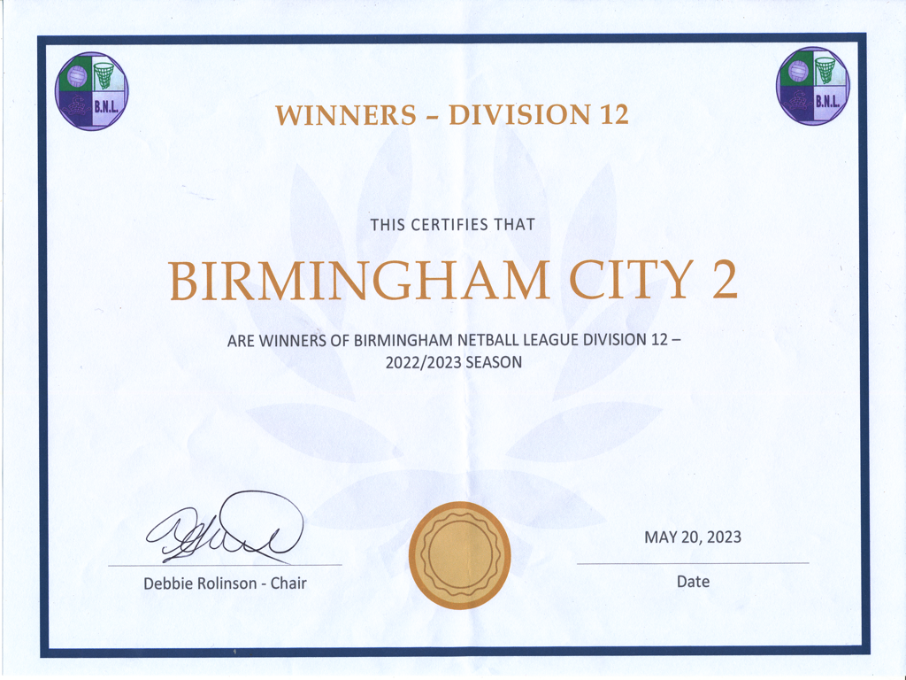 Birmingham City 2 Certificate